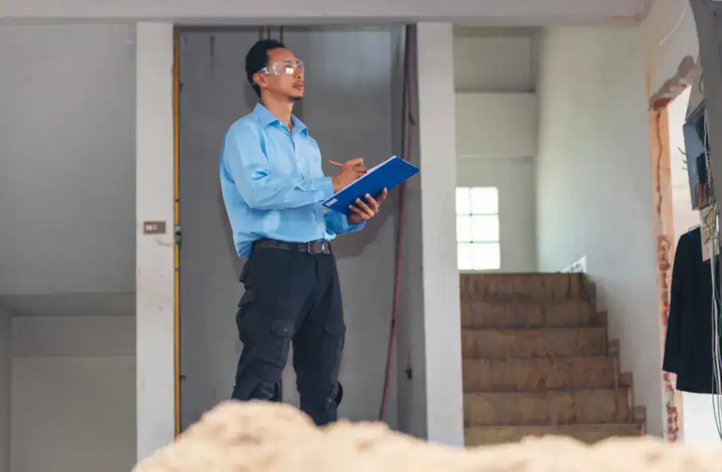 專業人員進入住宅檢查屋況並記錄問題,設備或房屋發生損壞時,應先確認真正原因再判斷修繕責任。